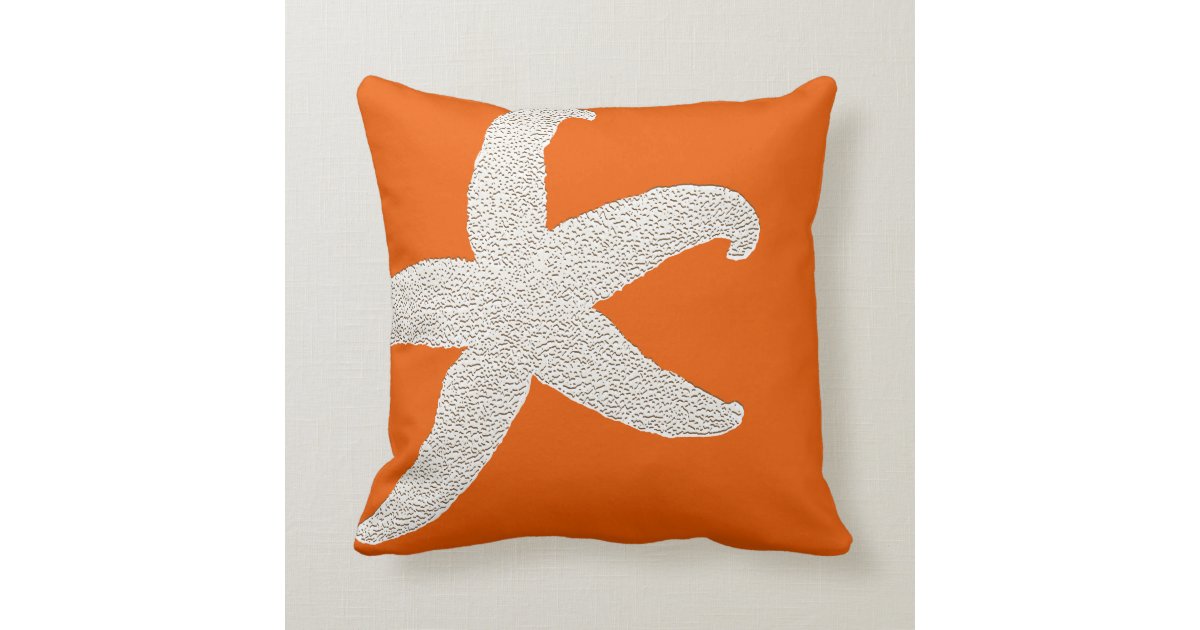 Bright Orange Big Starfish Decorative Throw Pillow Zazzle Com