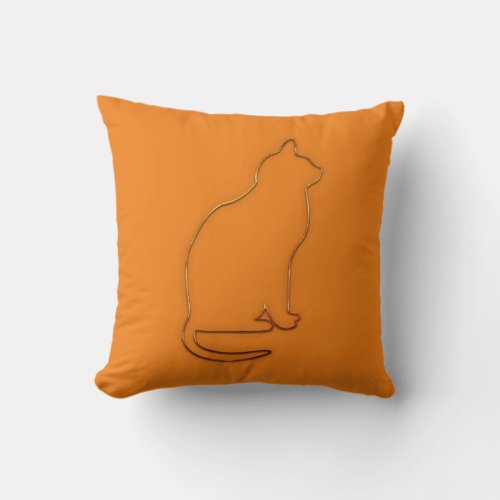 Bright Orange Black Cat Pillow