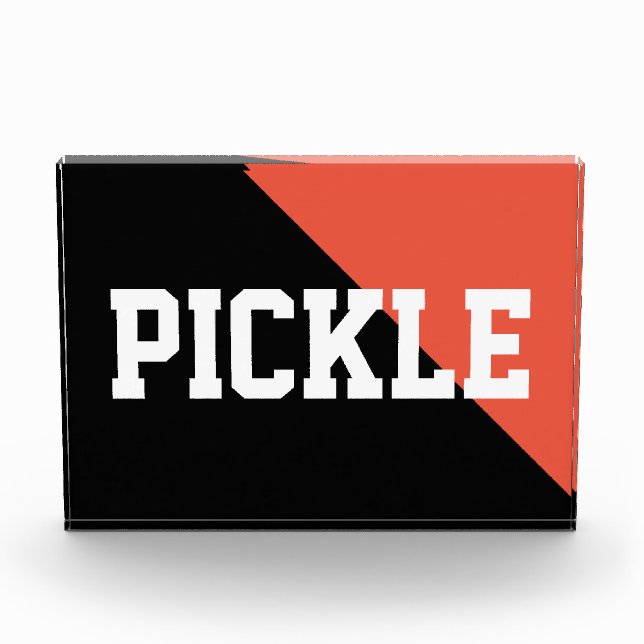 Bright Orange Black Sporty Bold "PICKLE" Text Photo Block (Front)