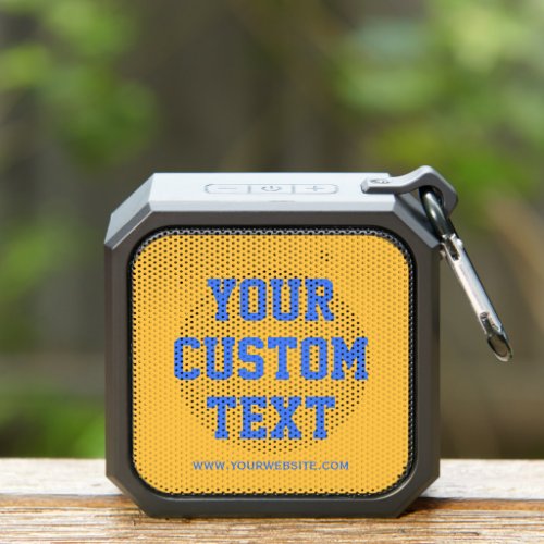 Bright Orange Blue Custom Text and Website Compact Bluetooth Speaker