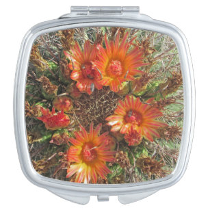 Bright Orange Cactus Flower Bloom Nature Photo Compact Mirror