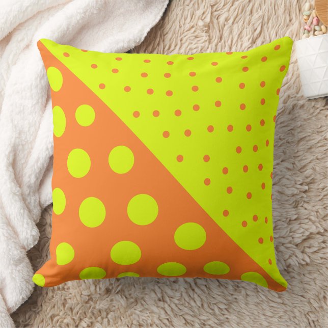 Bright Orange & Chartreuse Color Block Throw Pillow (Blanket)
