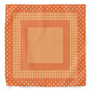 Bright Orange Check Gingham and Polka Dots Bandana