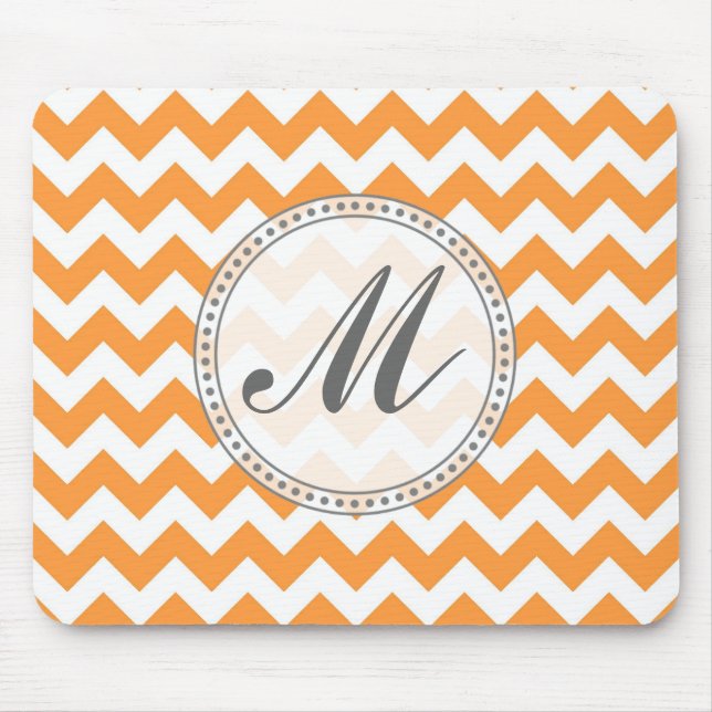 Bright Orange Chevrons - Custom Text Mouse Pad (Front)