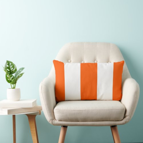 Bright Orange Chic Retro Bold Mod Stripes Pattern Lumbar Pillow
