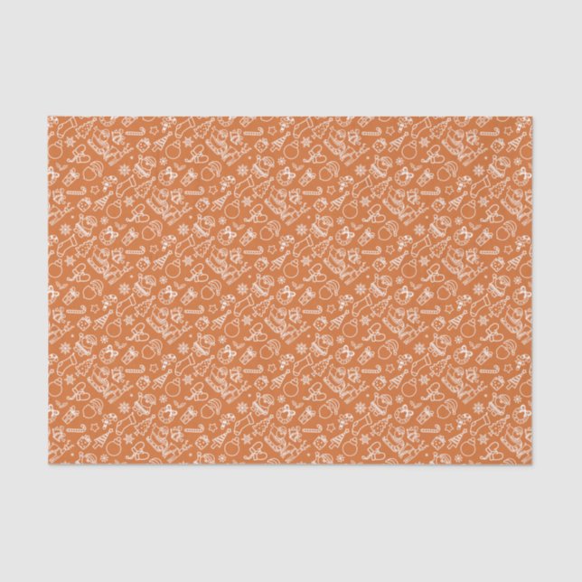 Bright Orange Christmas Icon Set Holiday Tissue Paper (Front)