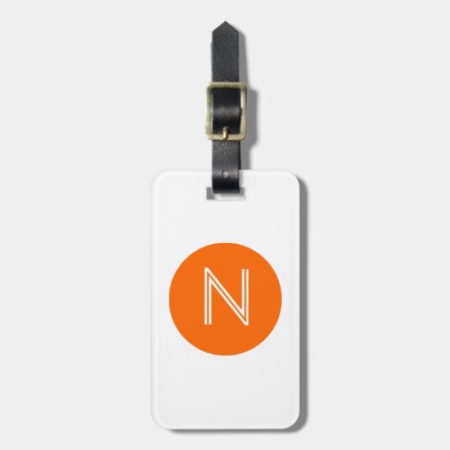 Bright Orange Circle Monogram Luggage Tag