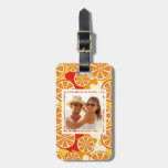 Bright Orange Citrus Pattern | Add Your Photo Luggage Tag