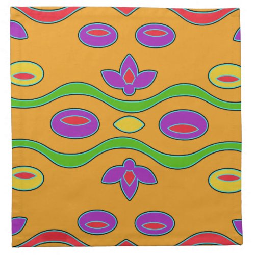 Bright Orange Colorful Funky Abstrac Cloth Napkins