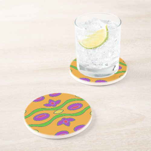 Bright Orange Colorful Funky Abstract Coasters