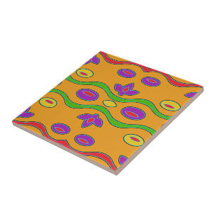 Bright Orange Colorful Funky Abstract Trivet