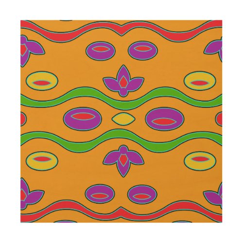 Bright Orange Colorful Funky Flowers Abstract Art