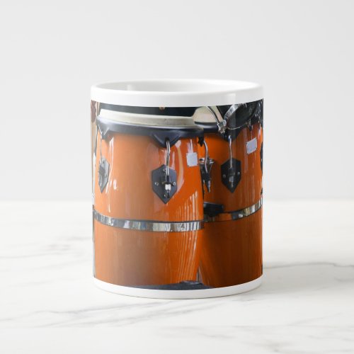Bright orange conga drums photo large coffee mug