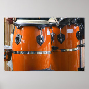 Bright orange conga drums photo poster