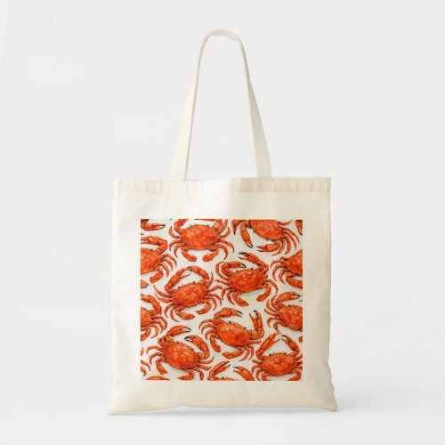 Bright Orange Crab Pattern Tote Bag
