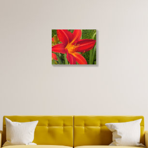 Bright Orange Daylily Bloom Floral Acrylic Photo Tile