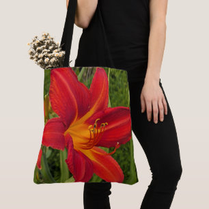 Bright Orange Daylily Bloom Floral Tote Bag