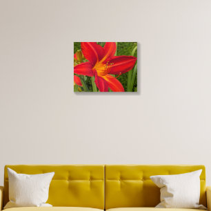 Bright Orange Daylily Bloom Floral Wood Photo Tile