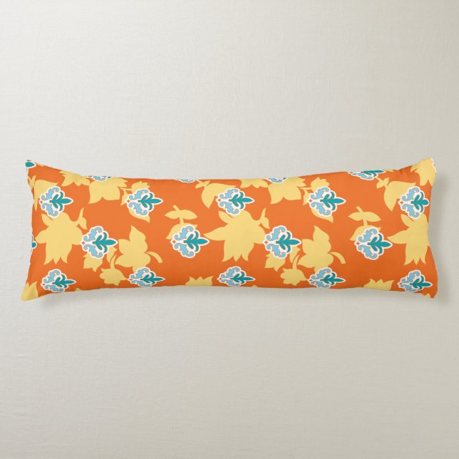 Bright orange fabric design featuring intricate bl body pillow (Front)