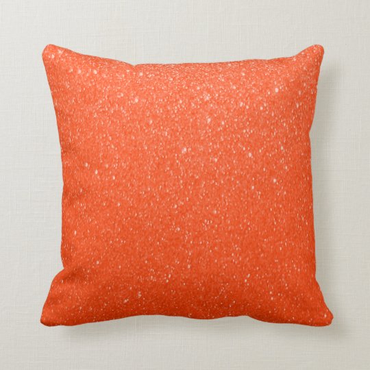 Bright Orange Faux Glitter Print Throw Pillow