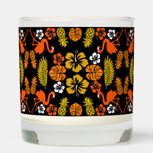 Bright Orange Floral Tropical Patterned Scented Candle