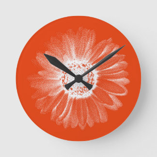 Bright Orange Floral Wall Clock