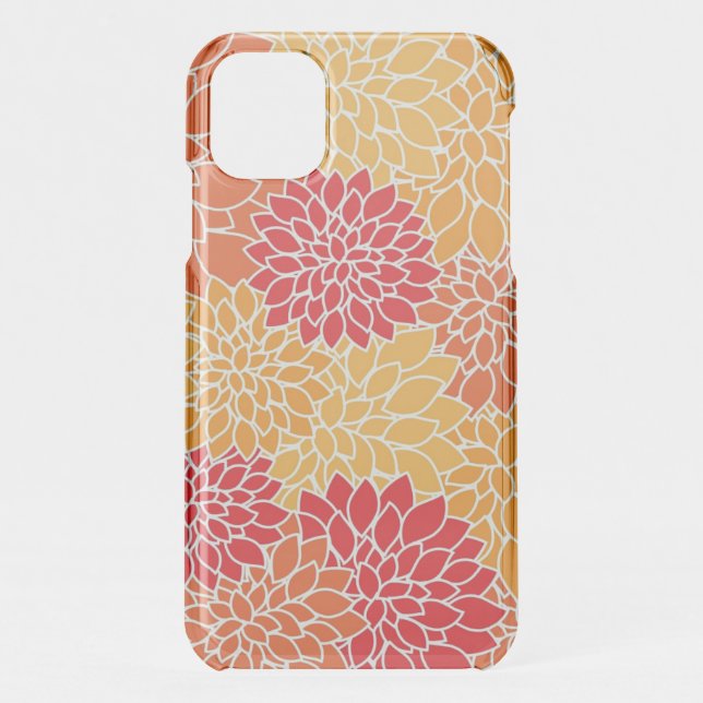 Bright Orange Flower Pattern Uncommon iPhone Case (Back)