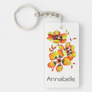 Bright Orange Flowers Keychain