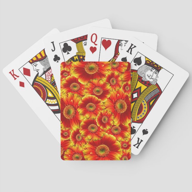 Bright Orange Flowers Poker Cards (Back)