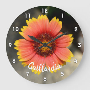 Bright Orange Gaillardia Sunflower acrylic Large Clock