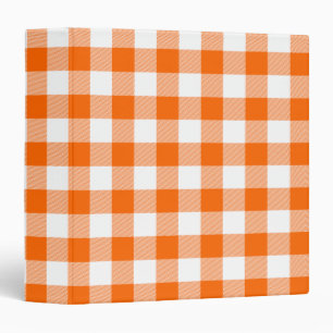 Bright Orange Gingham Plaid 3 Ring Binder