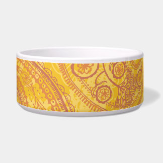 Bright Orange & Gold Paisley Bowl