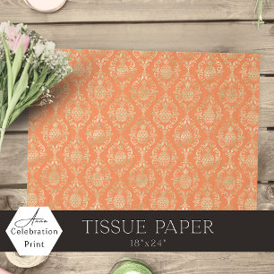 Bright Orange Gold Pineapple Damask Tissue Paper