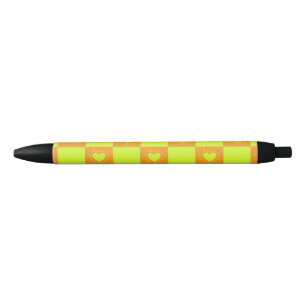Bright Orange Green Checkered Tile With Hearts Pen
