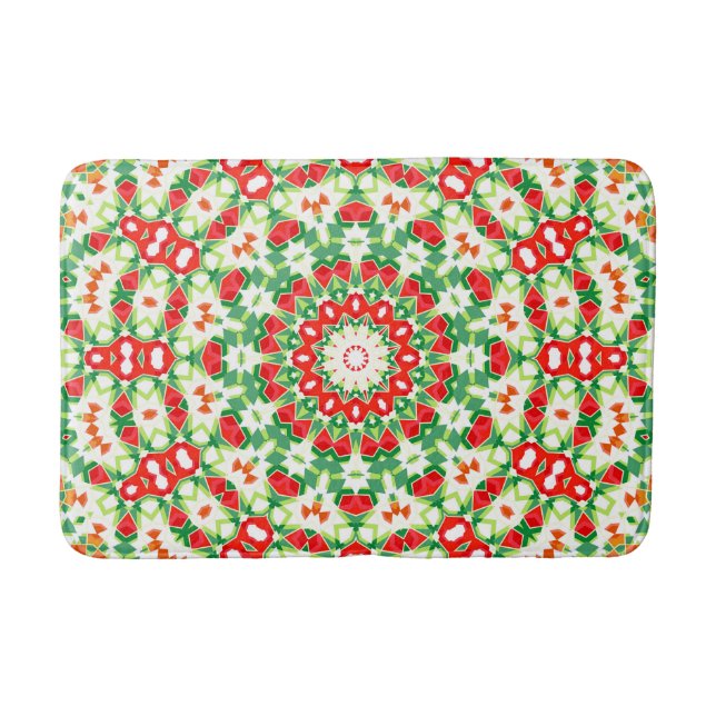 Bright Orange Green Fashionable Bandana Shawl Bath Mat (Front)