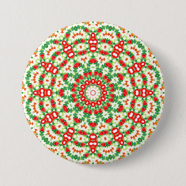 Bright Orange Green Fashionable Bandana Shawl Button (Front)