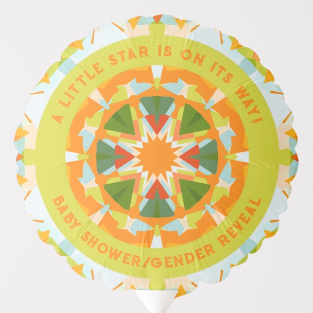 Bright Orange Green Star Baby Girl’s Boy’s Shower Balloon (Front)