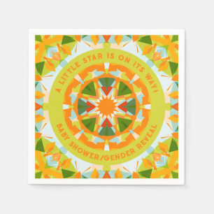 Bright Orange Green Star Baby Girl’s Boy’s Shower Napkins