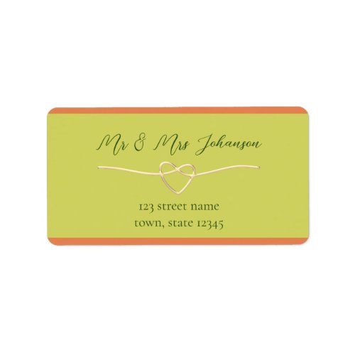 Bright Orange Green Wedding Return Address Label