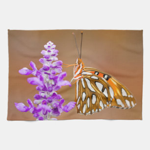 Bright Orange Gulf Fritillary Butterfly Towel