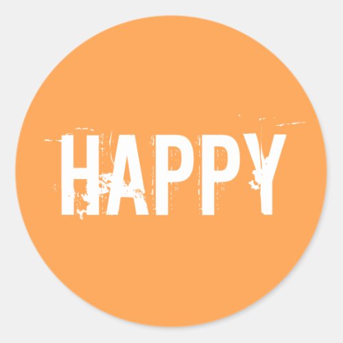 Bright orange Happy Classic Round Sticker