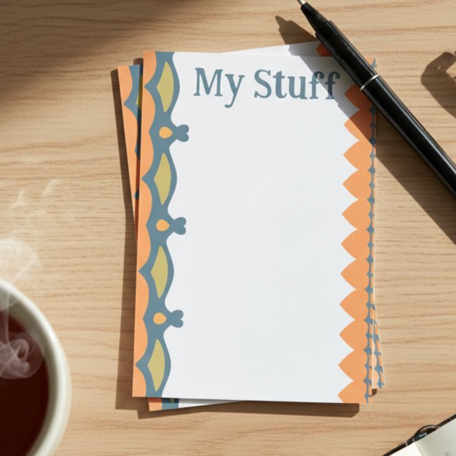 Bright Orange Hearts And Waves Post-it Notes (Bold, cute and brightly colored with hearts adding a little pop to your everyday post it notes.)