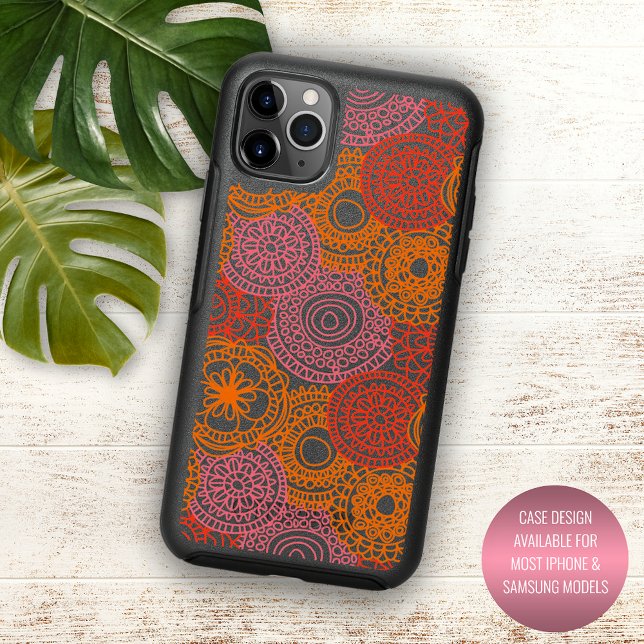 Bright Orange Hot Pink Abstract Floral Pattern Otterbox iPhone Case (Creator Uploaded)
