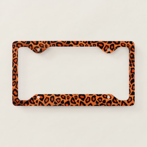 Bright Orange Leopard Animal Print License Plate Frame