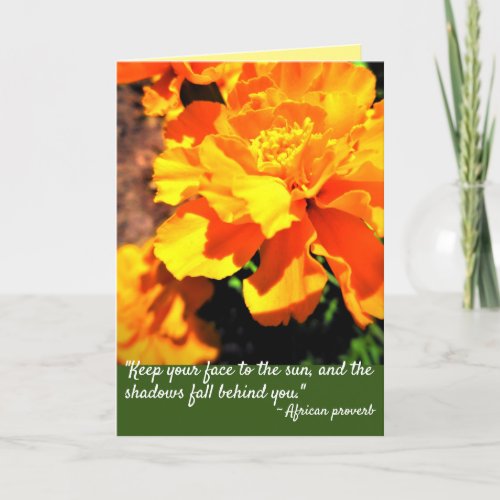 Bright Orange Marigolds Flowers Inspiring Quote Card