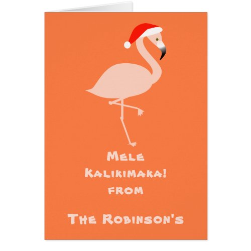 Bright Orange Mele Kalikimaka Flamingo Santa