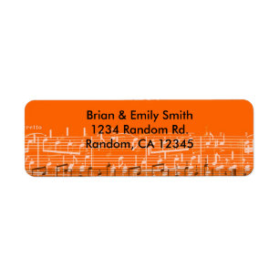 Bright orange messy music notes custom labels