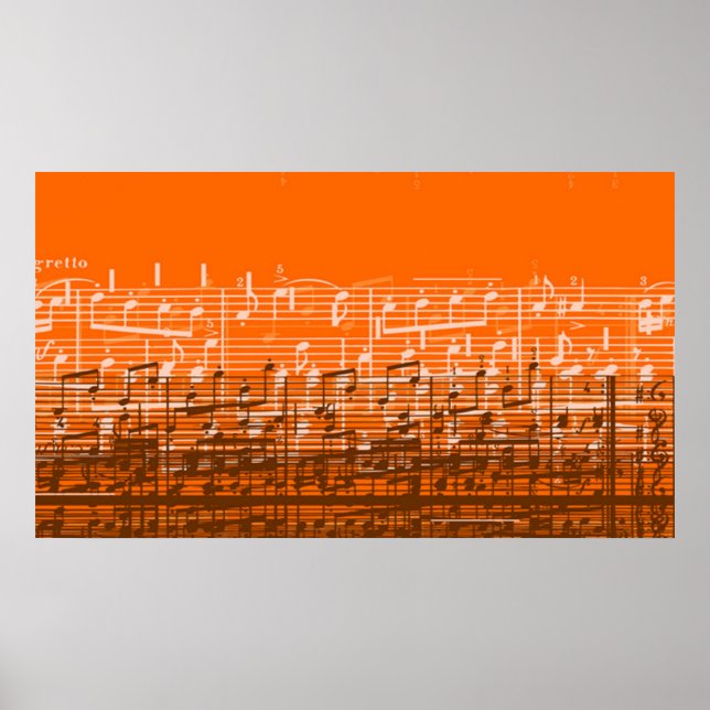 Bright orange messy music notes poster (Front)