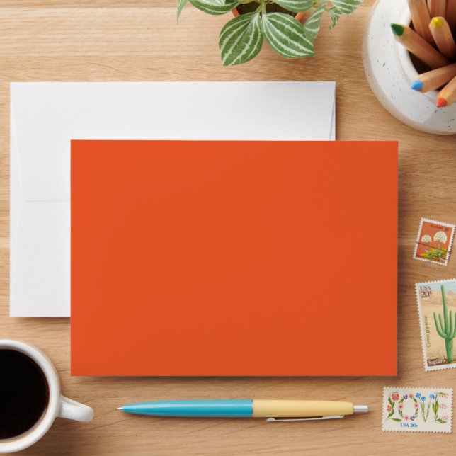 Bright Orange Minimalist Solid Background Envelope (Desk)