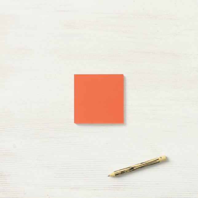 Bright Orange Minimalist Solid Background Post-it Notes (On Desk)